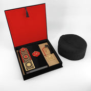 Islamic Quran Gift Box with Velvet Cover, Amber Bookmark & Traditional Chechia