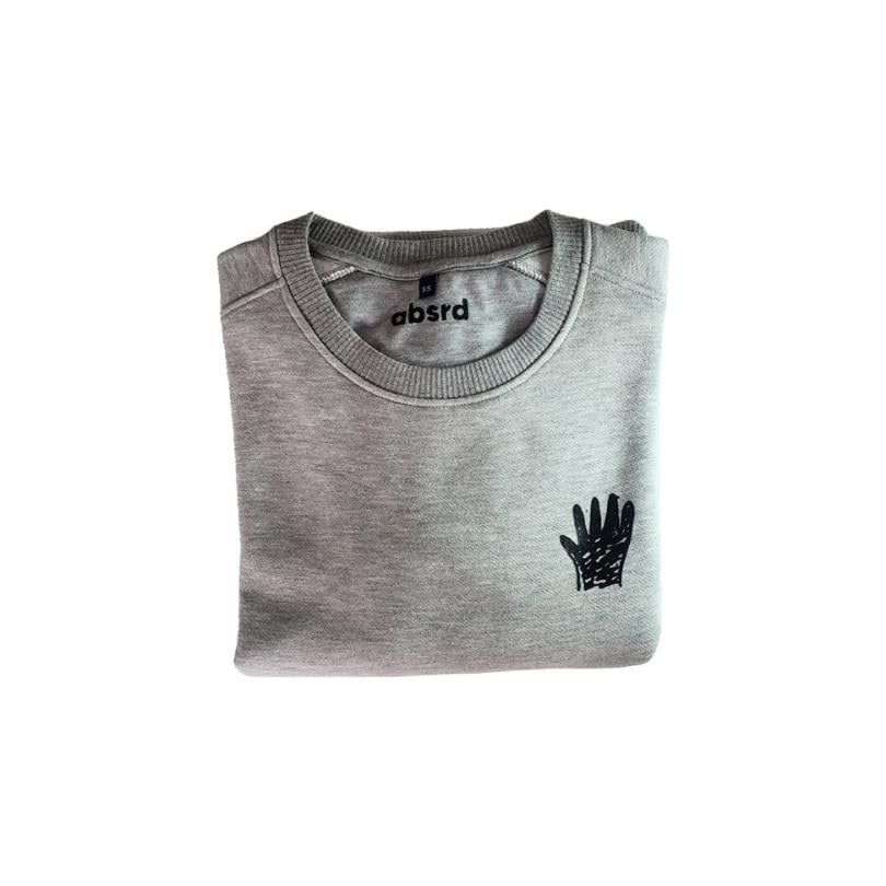 Sweatshirt Hand Gris shiné avec Sérigraphie côté cœur