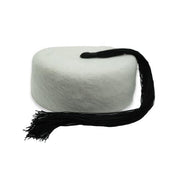 Chechia, chapeau africain, Chachia tunisienne, Chechia tunisienne blanche en laine avec pompon fait main