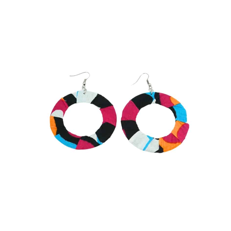 Boucles d'oreilles rondes recyclées multicolores