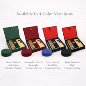 Islamic Quran Gift Box with Velvet Cover, Amber Bookmark & Traditional Chechia