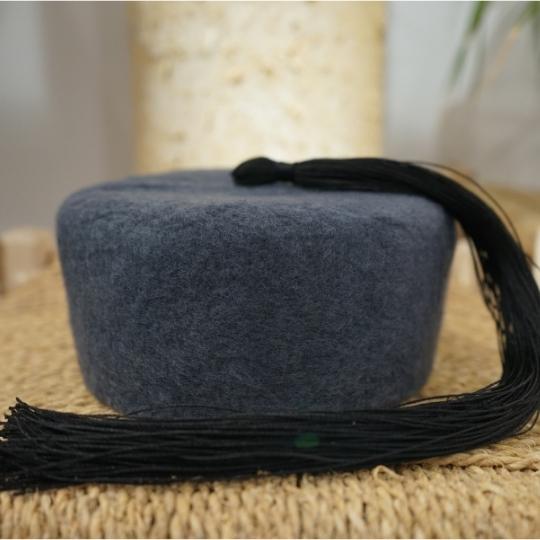 Chechia, African hat,Tunisian Chachia, Grey Tunisian Woolen Chechia with tassel handmade
