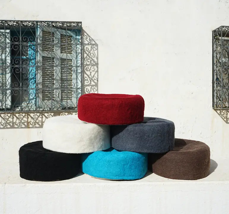 Chechia, African hat,Tunisian Chachia, Black Tunisian Woolen Chechia handmade