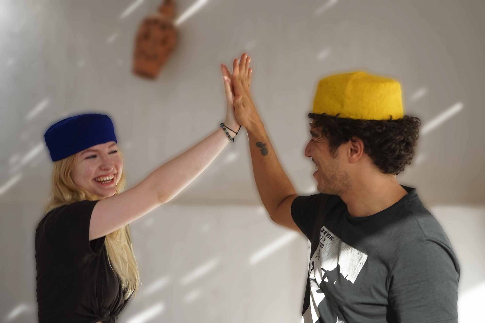 Chechia, African hat,Tunisian Chachia, Yellow Tunisian woolen Chechia with tassel handmade