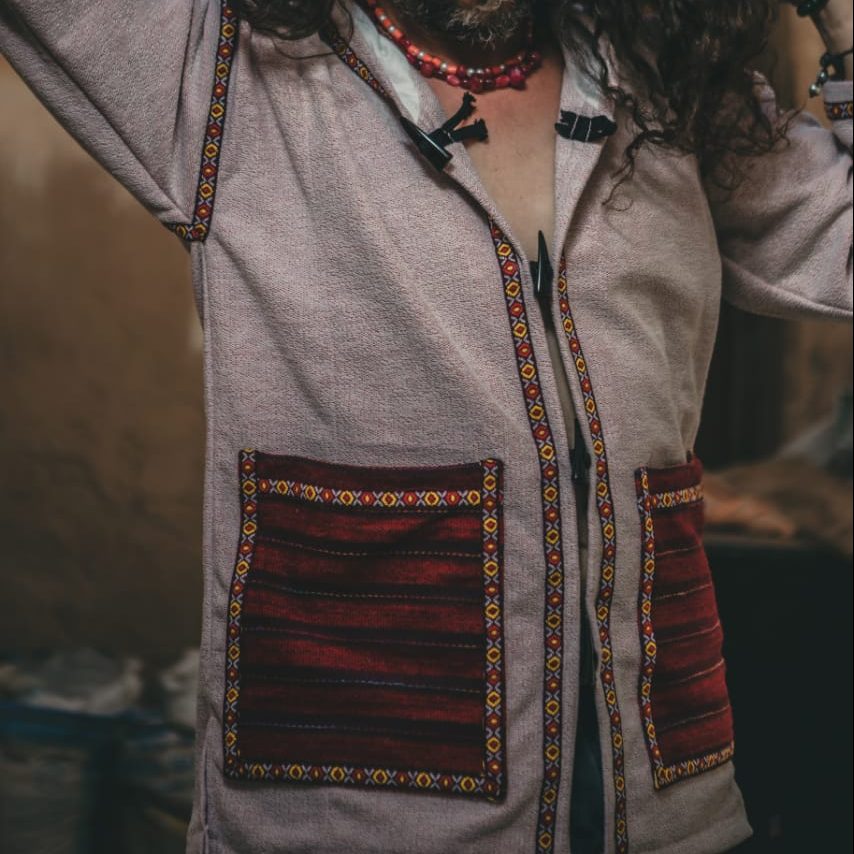 Barnous Tunisien Rouge et Blanc - Manteau berbère Unisexe