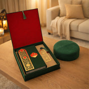 Coffret cadeau Coran islamique avec couverture en velours, marque-page ambré et chechia traditionnelle