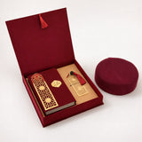 Islamic Quran Gift Box with Velvet Cover, Amber Bookmark & Traditional Chechia