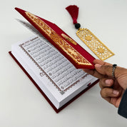 Islamic Quran Gift Box with Velvet Cover, Amber Bookmark & Traditional Chechia
