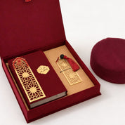 Islamic Quran Gift Box with Velvet Cover, Amber Bookmark & Traditional Chechia