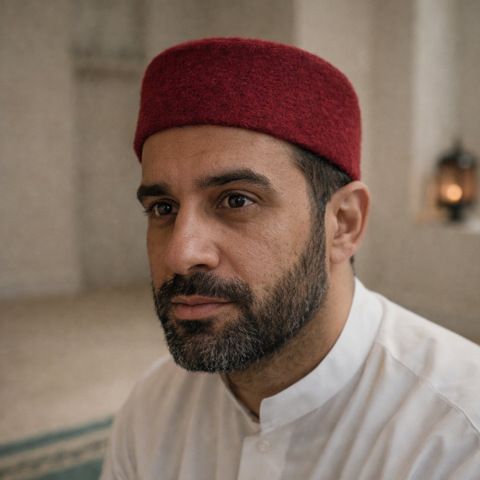 Islamic Quran Gift Box with Velvet Cover, Amber Bookmark & Traditional Chechia