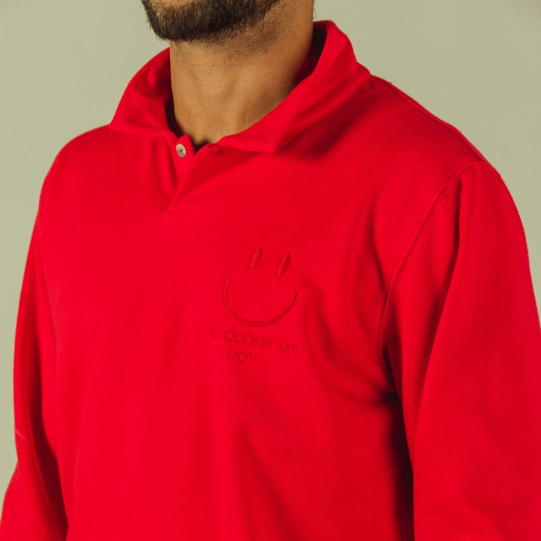 Sweat-Polo Loose fit unisexe « I’M PROUD OF YOU » avec détail en wax