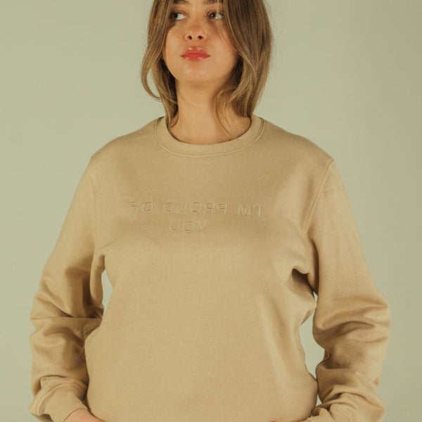 Sweatshirt Loose Fit Col Rond Unisexe "I'M PROUD OF YOU" avec détail en wax