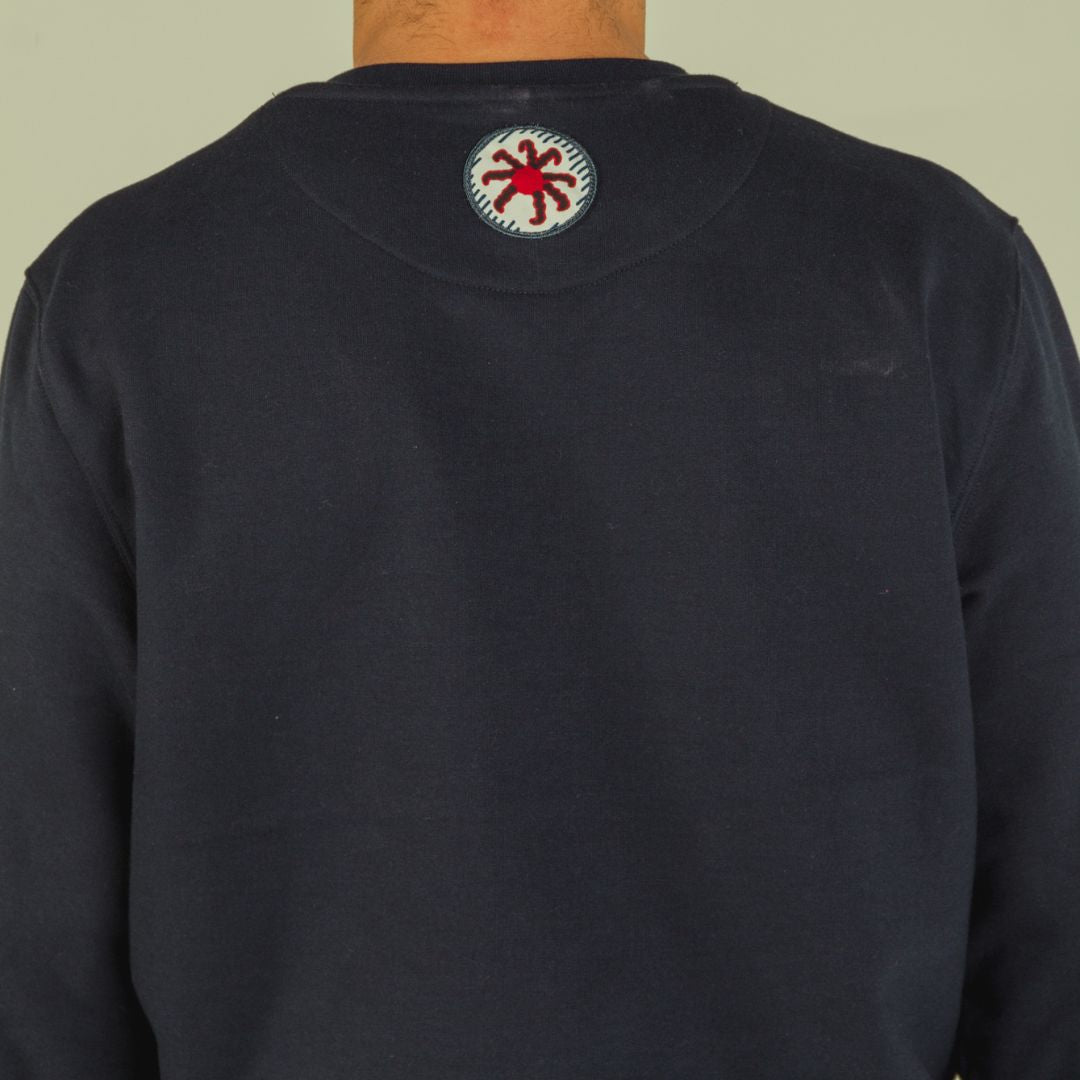 Sweat-shirt loose fit "you look great today" bleu marine wax details