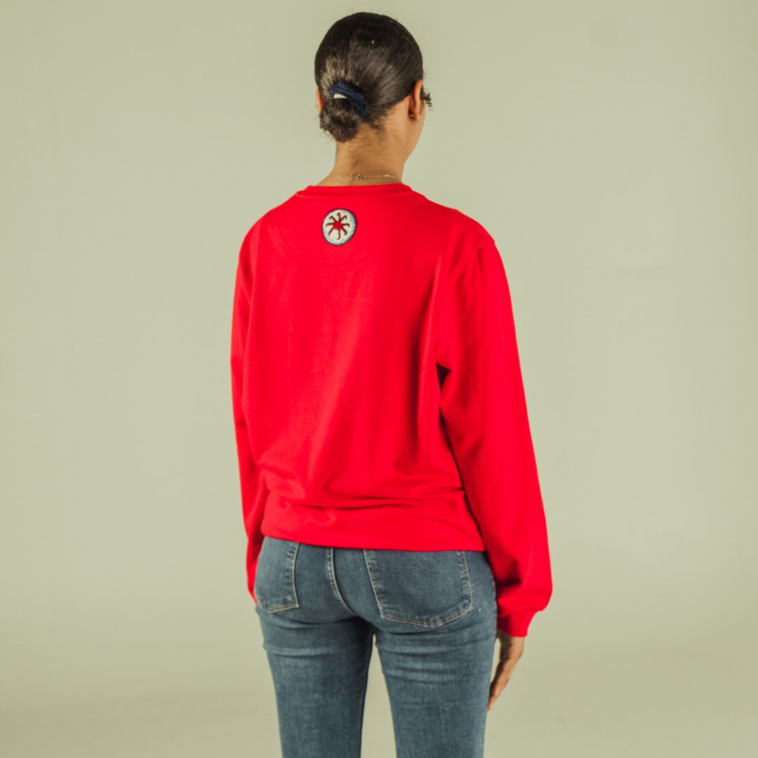 Sweat-shirt loose fit "you look great today" rouge wax détails derrière