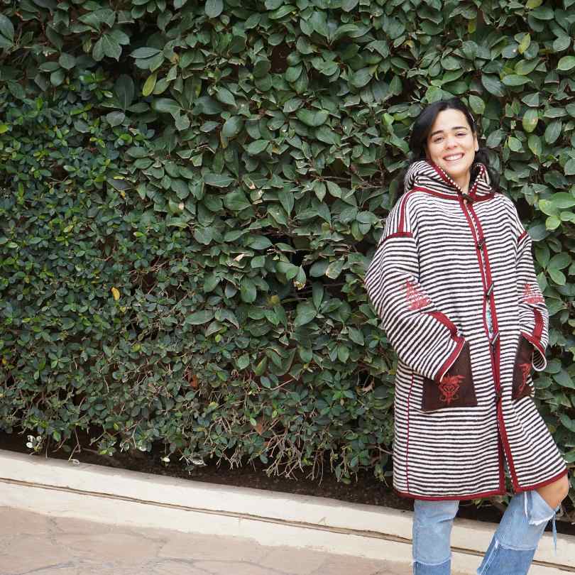 Manteau berbère unisexe en laine 100% naturelle à capuchon