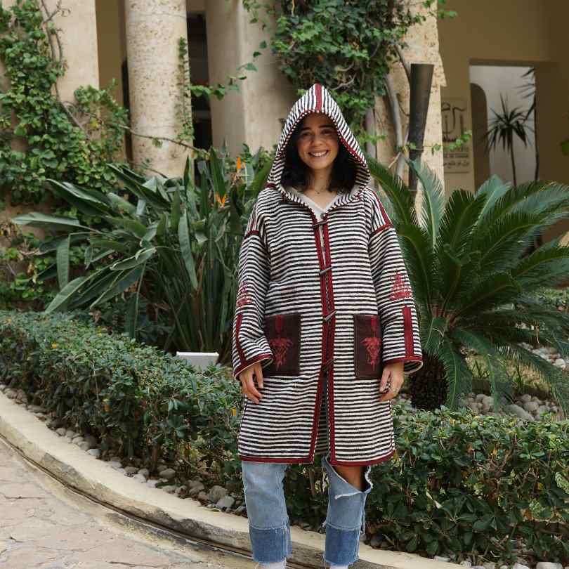 Manteau berbère unisexe en laine 100% naturelle à capuchon