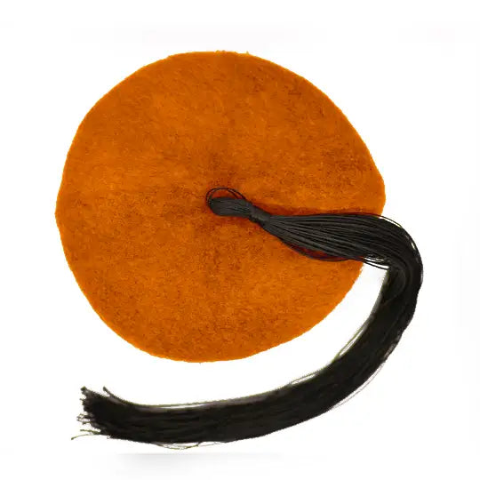 Chechia, African hat,Tunisian Chachia, Orange Tunisian Woolen Chechia with tassel handmade