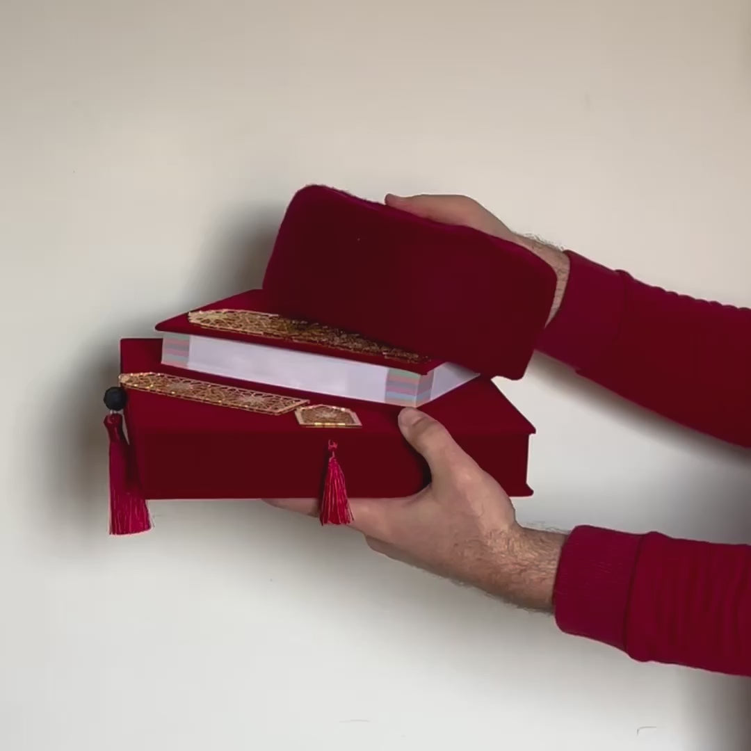 Red Islamic Quran Gift Box with Traditional Chechia