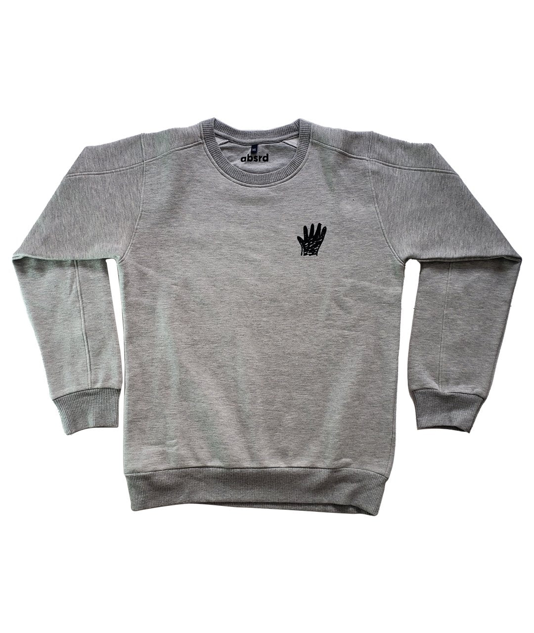 Sweatshirt Hand Gris shiné avec Sérigraphie côté cœur