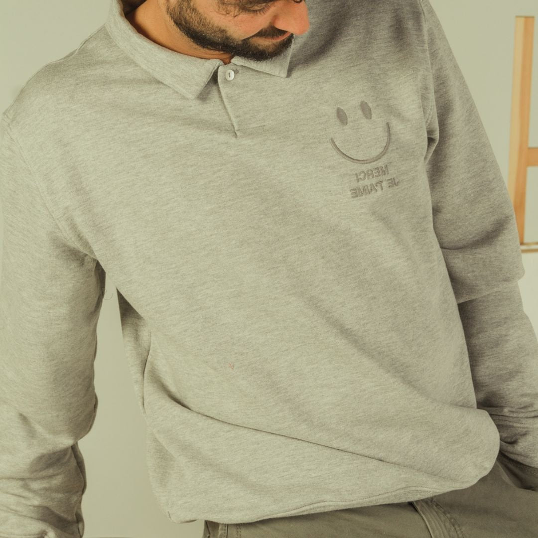 Sweat-Polo loose fit unisexe « MERCI, JE T'AIME » avec détail en wax.