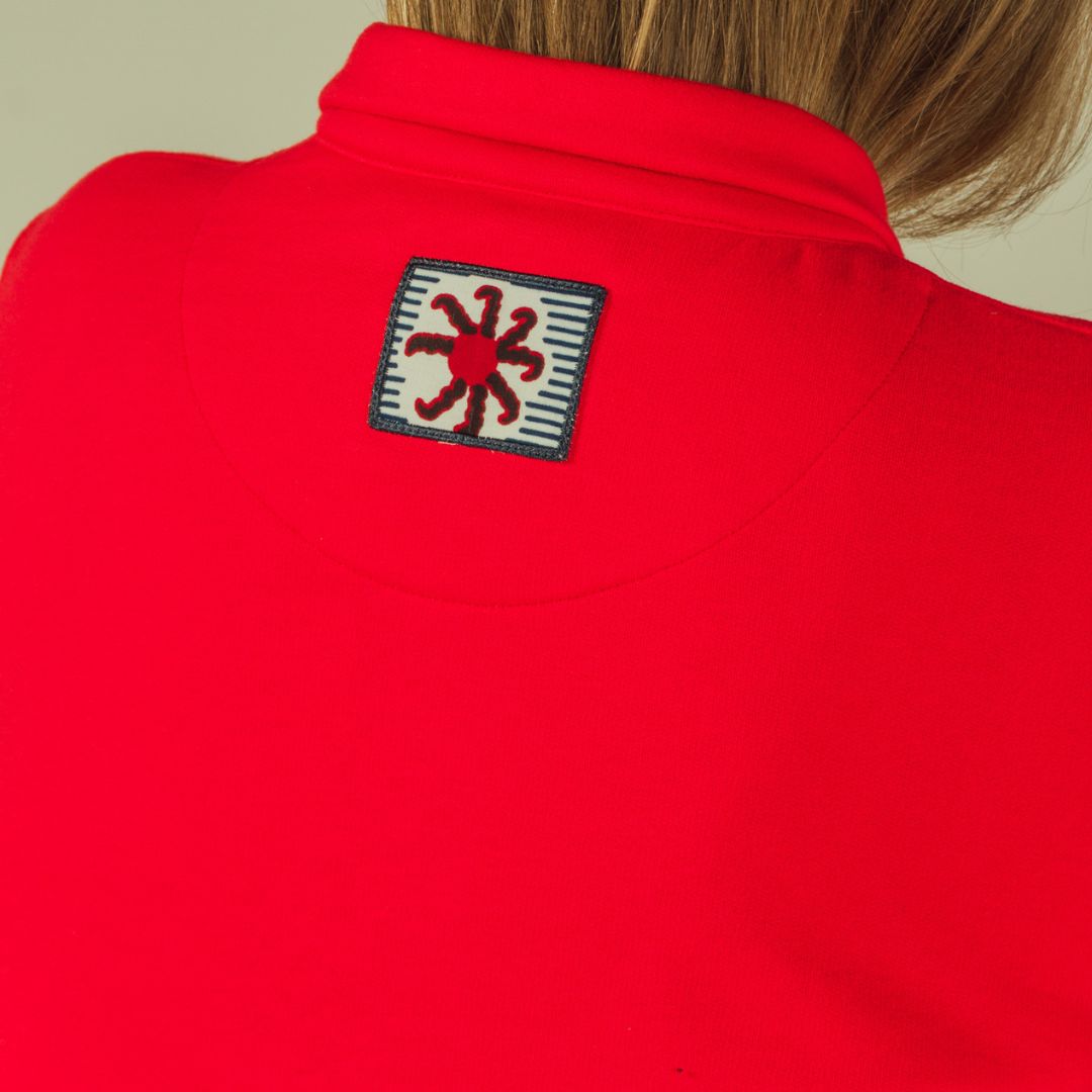 Sweat-polo unisexe "merci, je t'aime" wax details rouge