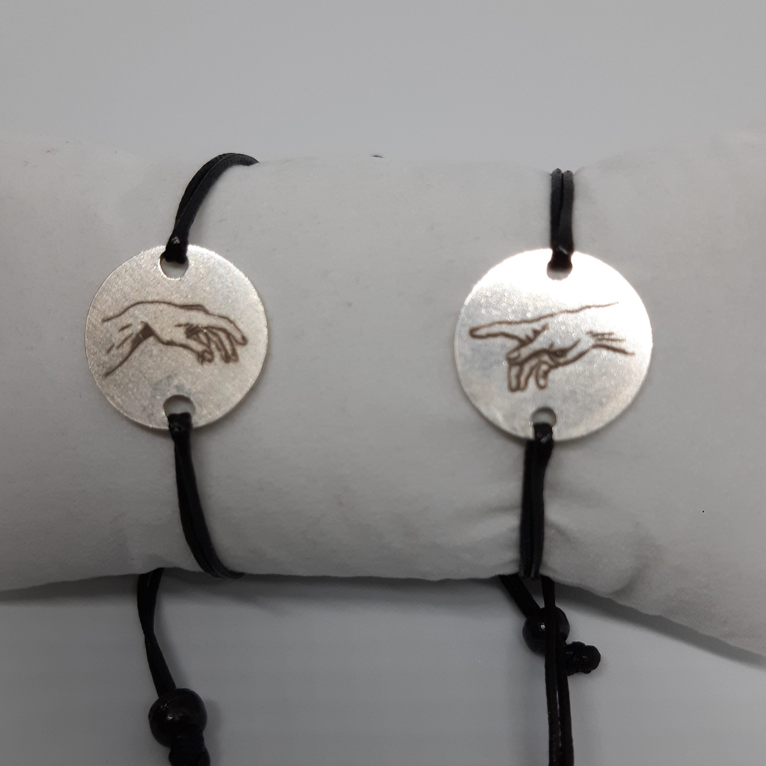 Bracelet Couple Argent, pour elle et lui "La Création d'Adam"