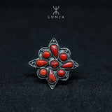 Bague argent et corail rouge pour femme en corail naturel