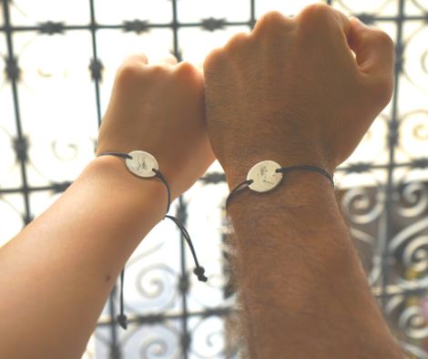 Bracelet Couple Argent, pour elle et lui "La Création d'Adam"