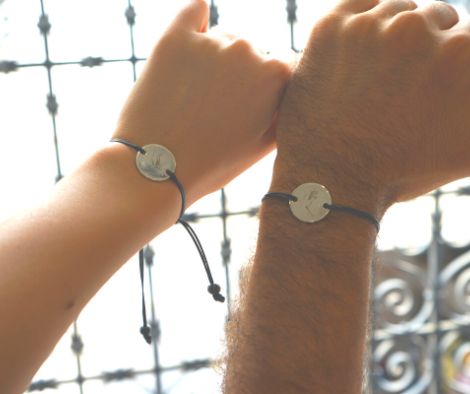 Bracelet Couple Argent, pour elle et lui "La Création d'Adam"