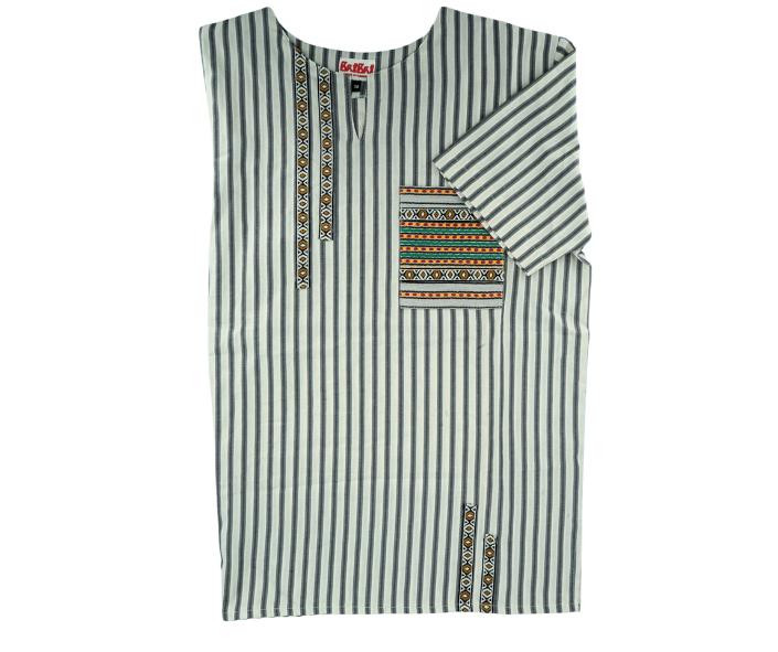 White berber shirt with grey stripes, unisex