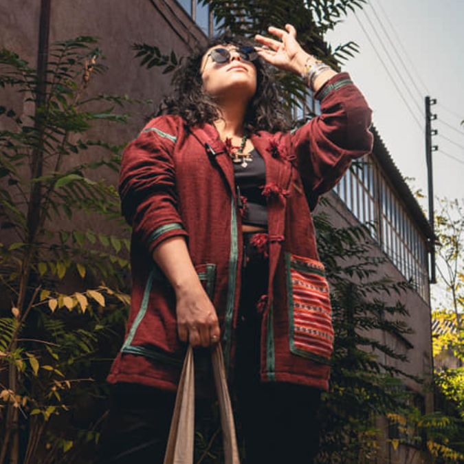 Unisex red handmade Berber barnous coat