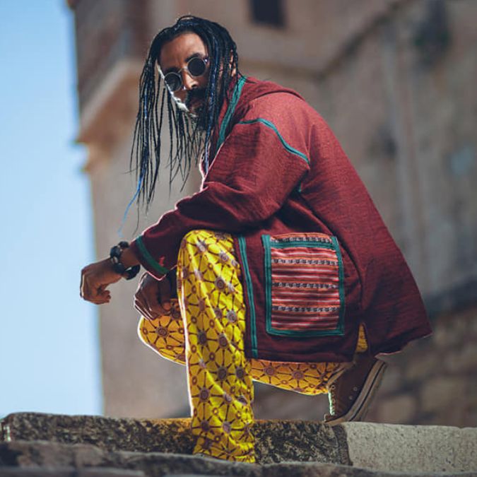 Unisex red handmade Berber barnous coat