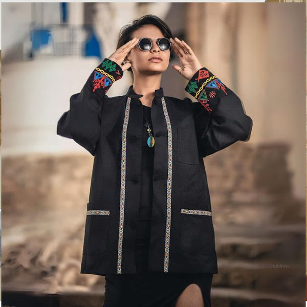 Dengri Berber Traditional Black Unisex Shirt