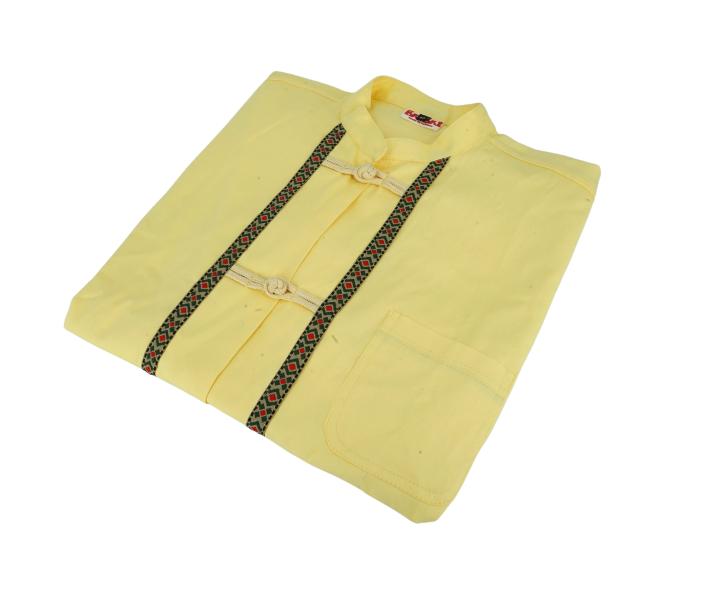 Traditional yellow shirt with Berber pattern