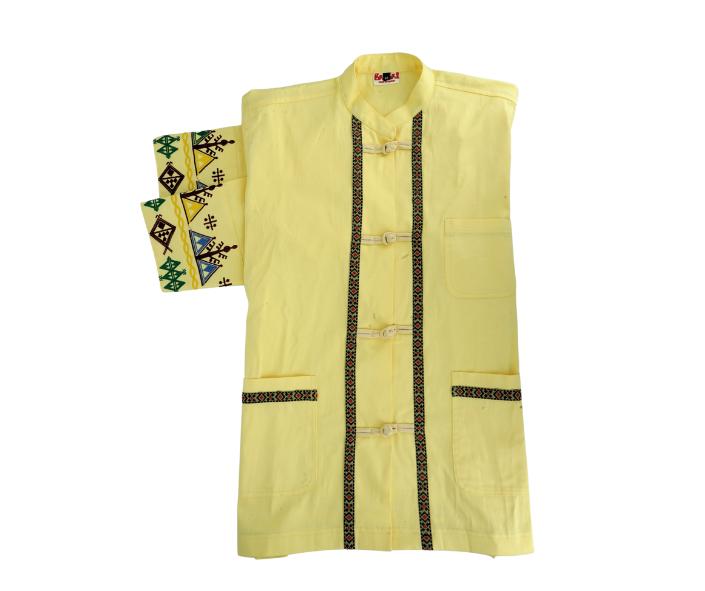 Traditional yellow shirt with Berber pattern