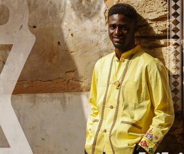 Traditional yellow shirt with Berber pattern