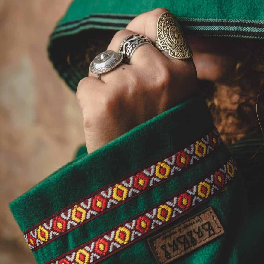 Barnous Tunisien Vert, Green embroidered Berber coat for men and women