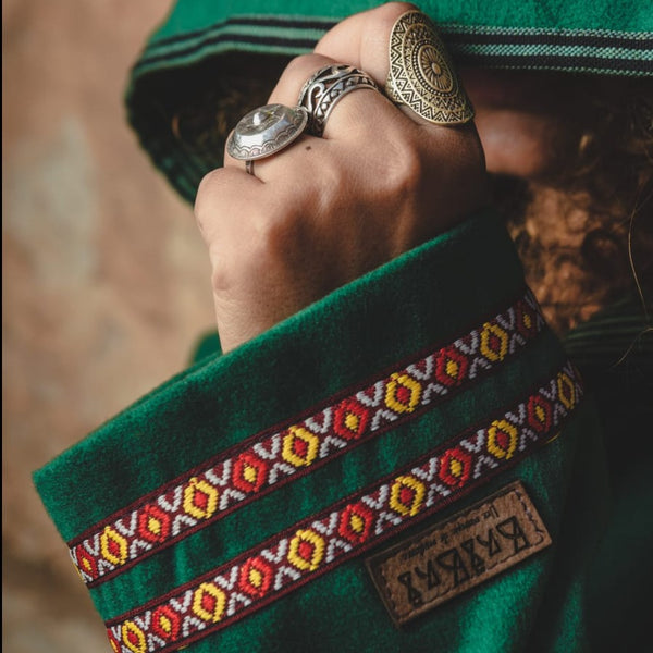 Barnous Tunisien Vert, Green embroidered Berber coat for men and women