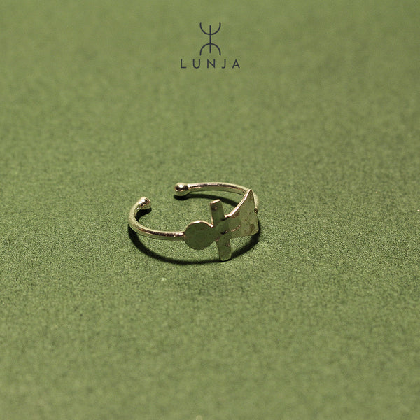 Silver Tanit ring, adjustable berber ring for women