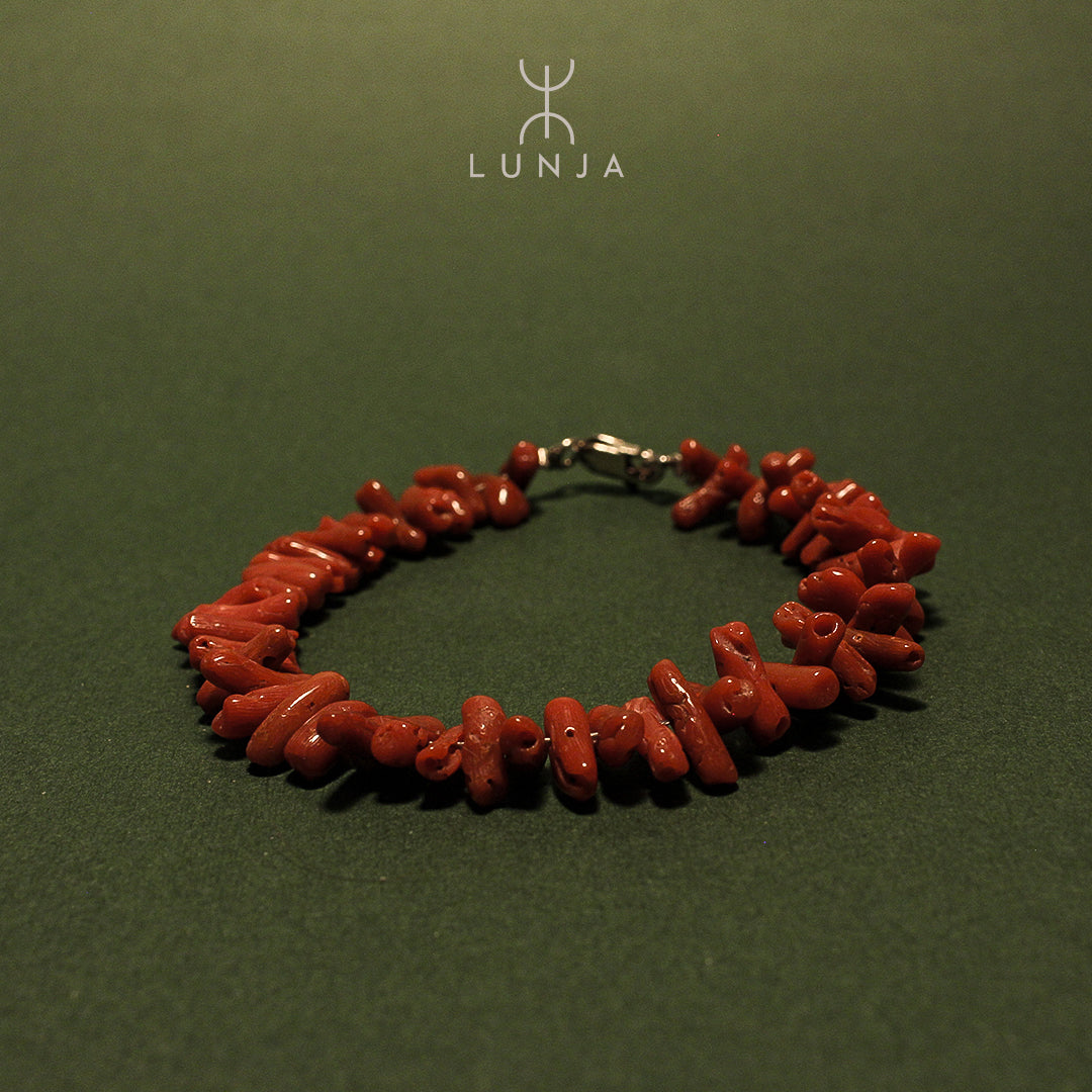 Bracelet corail rouge pour femme, bracelet corail naturel